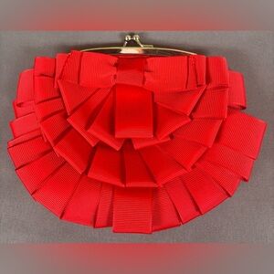 Poppie Jones Red Crossgrain ribbon Clutch